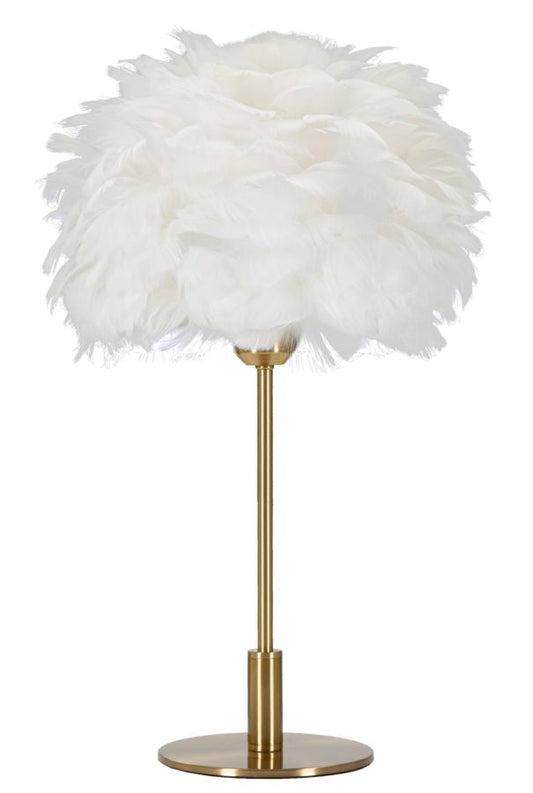 Lampada da Tavolo Elegante con Paralume in Piume Ø 30x50 cm
