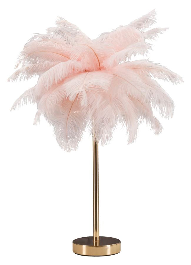 Tischlampe Eleganza Rosa mit Federlampenschirm