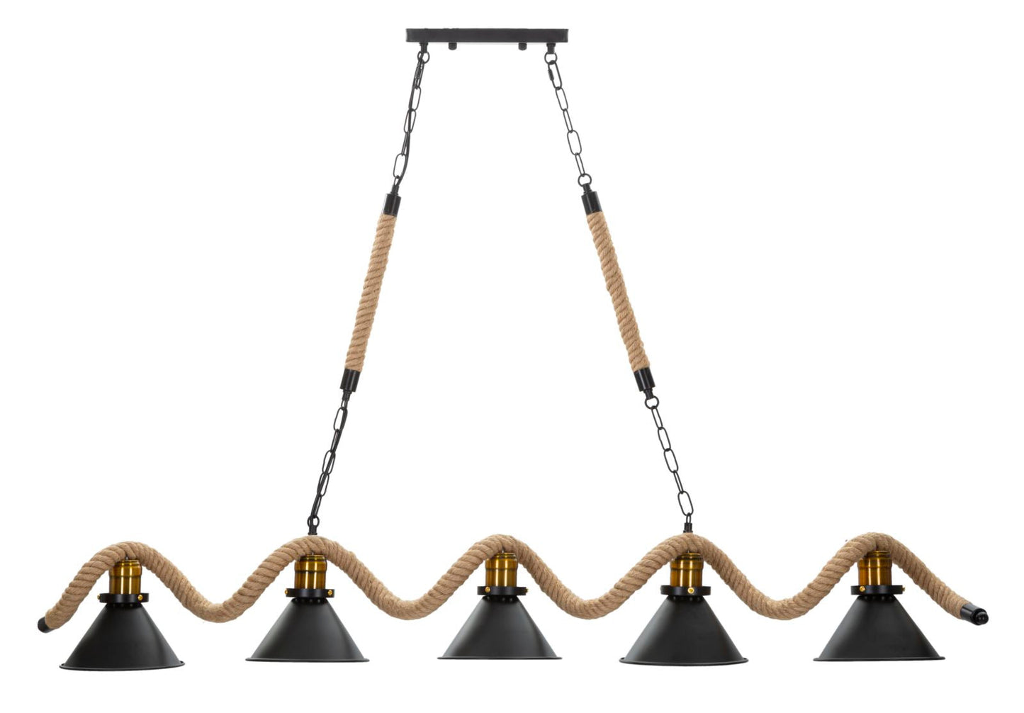 Lampadario Moderno Cup/Rope con 5 Luci 130x20x80 cm