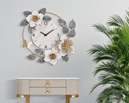 Elegant Floral Wall Clock - 64x8x64 cm