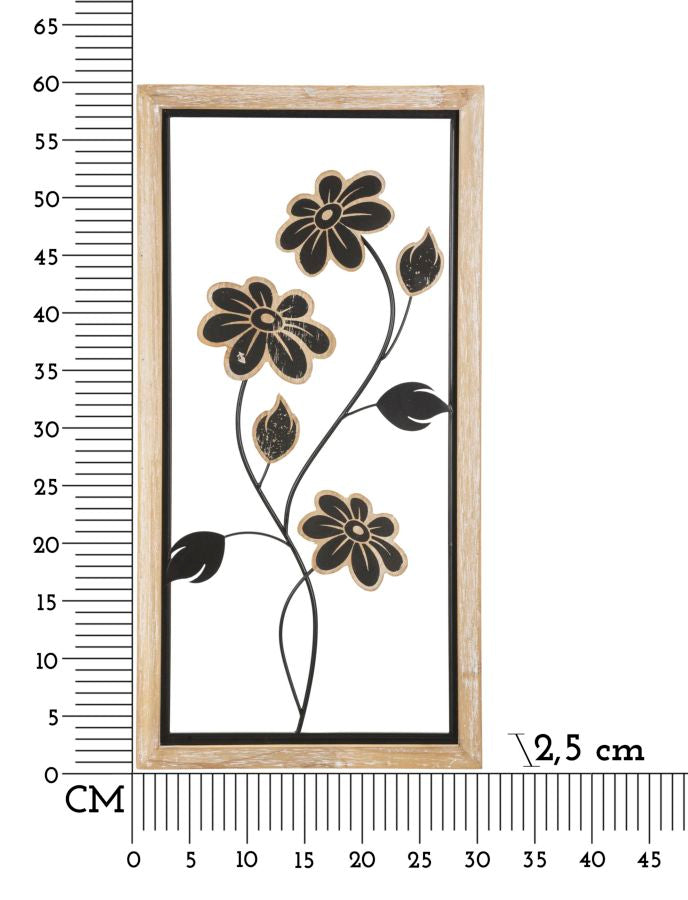 3D Decorative Panel in Iron and Wood Girish - 30x2.5x60 cm