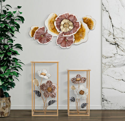 Pair of Elegant Flower Side Tables 36x36x70 cm and 30x30x60 cm