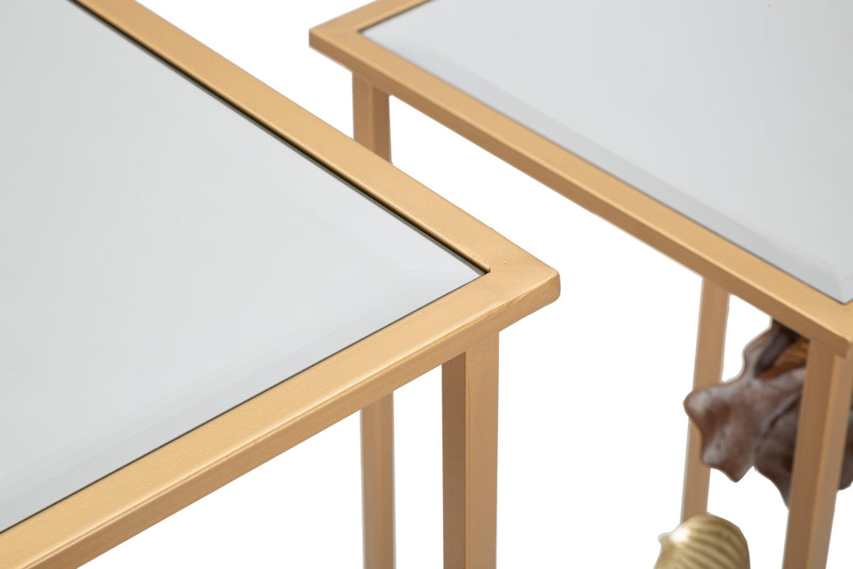 Pair of Elegant Flower Side Tables 36x36x70 cm and 30x30x60 cm