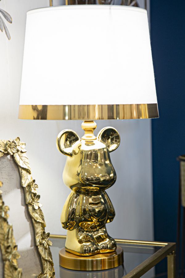 Tischleuchte goldener Teddybär Ø 30x54 cm