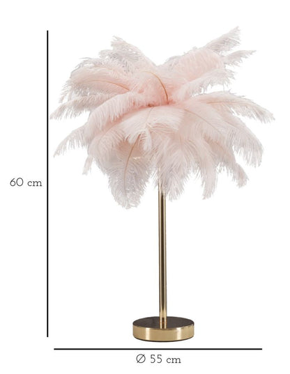 Tischlampe Eleganza Rosa mit Federlampenschirm