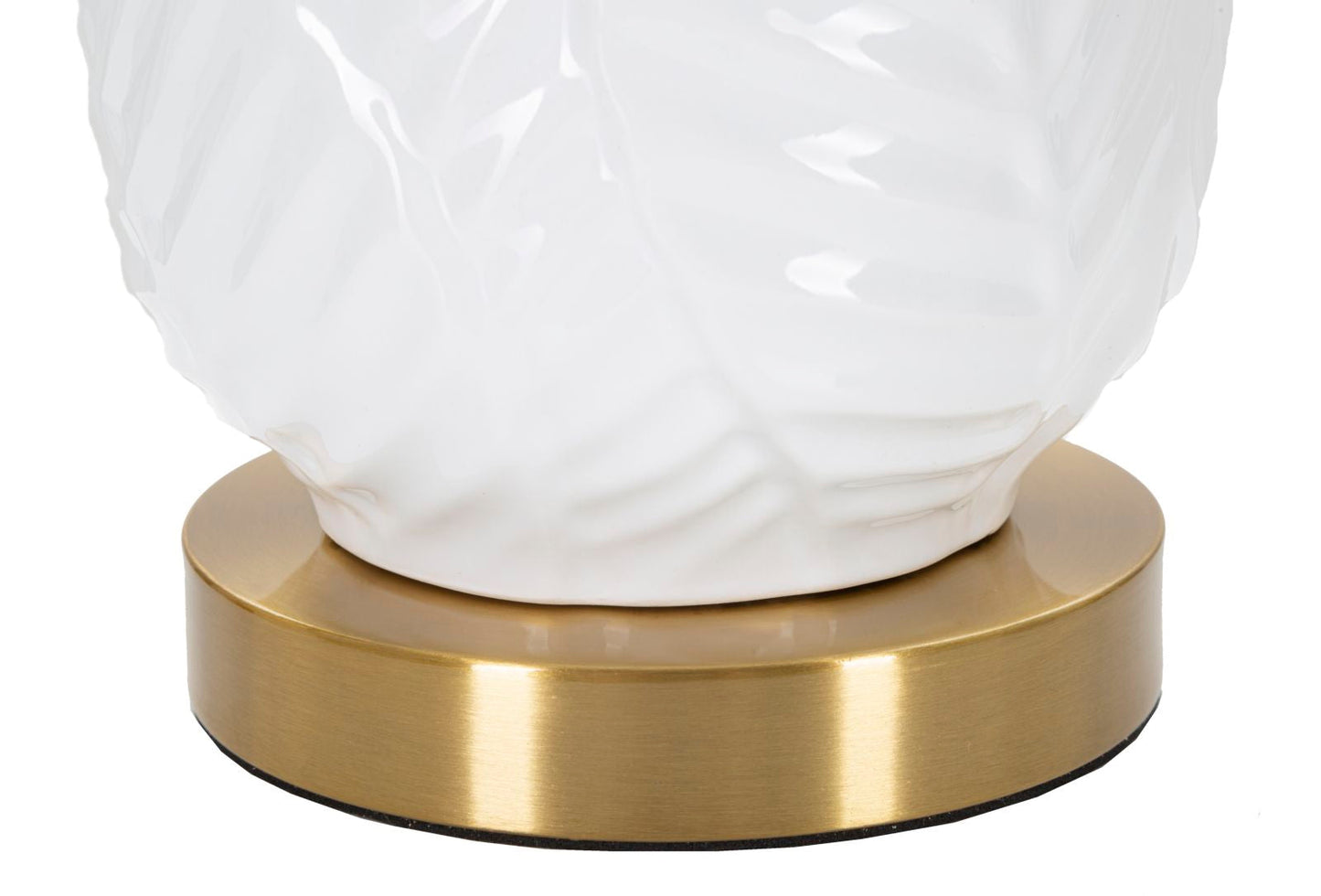 Lampada da tavolo in ceramica elegante con paralume bianco e dorato cm ø 40x70