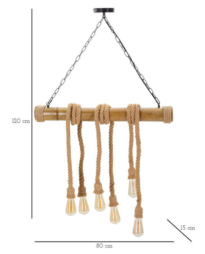 Elegante Kronleuchter aus Bambus und Seil 80x15x120 cm
