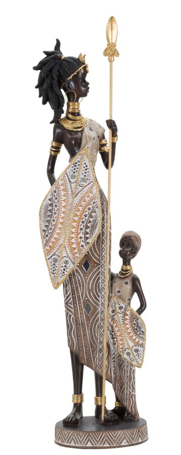 Masai-Stammesfigur mit Kind - 11,5x8,5x46 cm