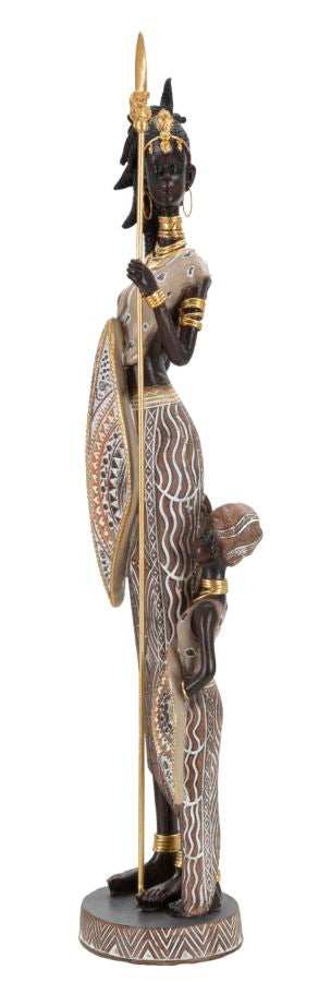 Masai-Stammesfigur mit Kind - 11,5x8,5x46 cm