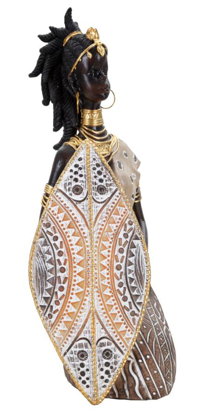 Statuetta Masai con Scudo - 13,5x9x24,5 cm