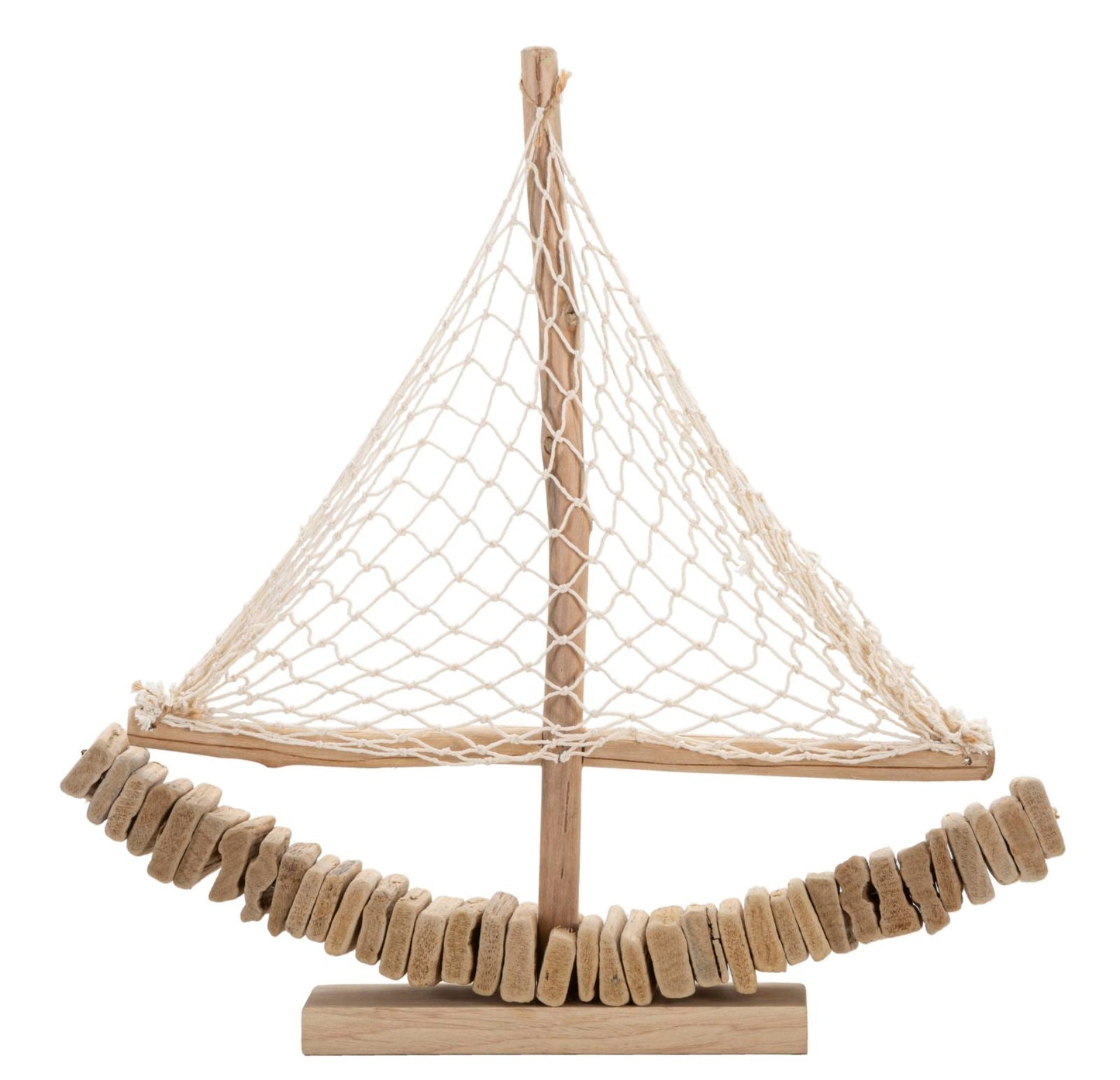 Segelboot-Holzskulptur 45x7x45 cm