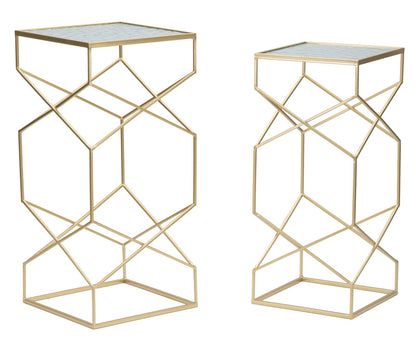Elegante Couchtische „Glassy“ im 2er-Set, 31,5x31,5x68 cm und 28x28x64 cm