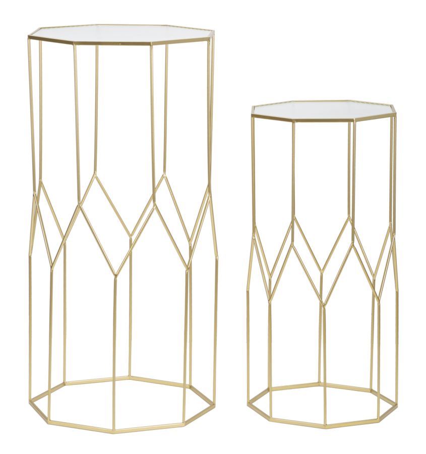 Paar moderne Telefontische aus Glas, 50x46x100 cm und 40x37x80 cm