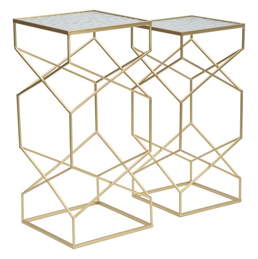 Elegante Couchtische „Glassy“ im 2er-Set, 31,5x31,5x68 cm und 28x28x64 cm