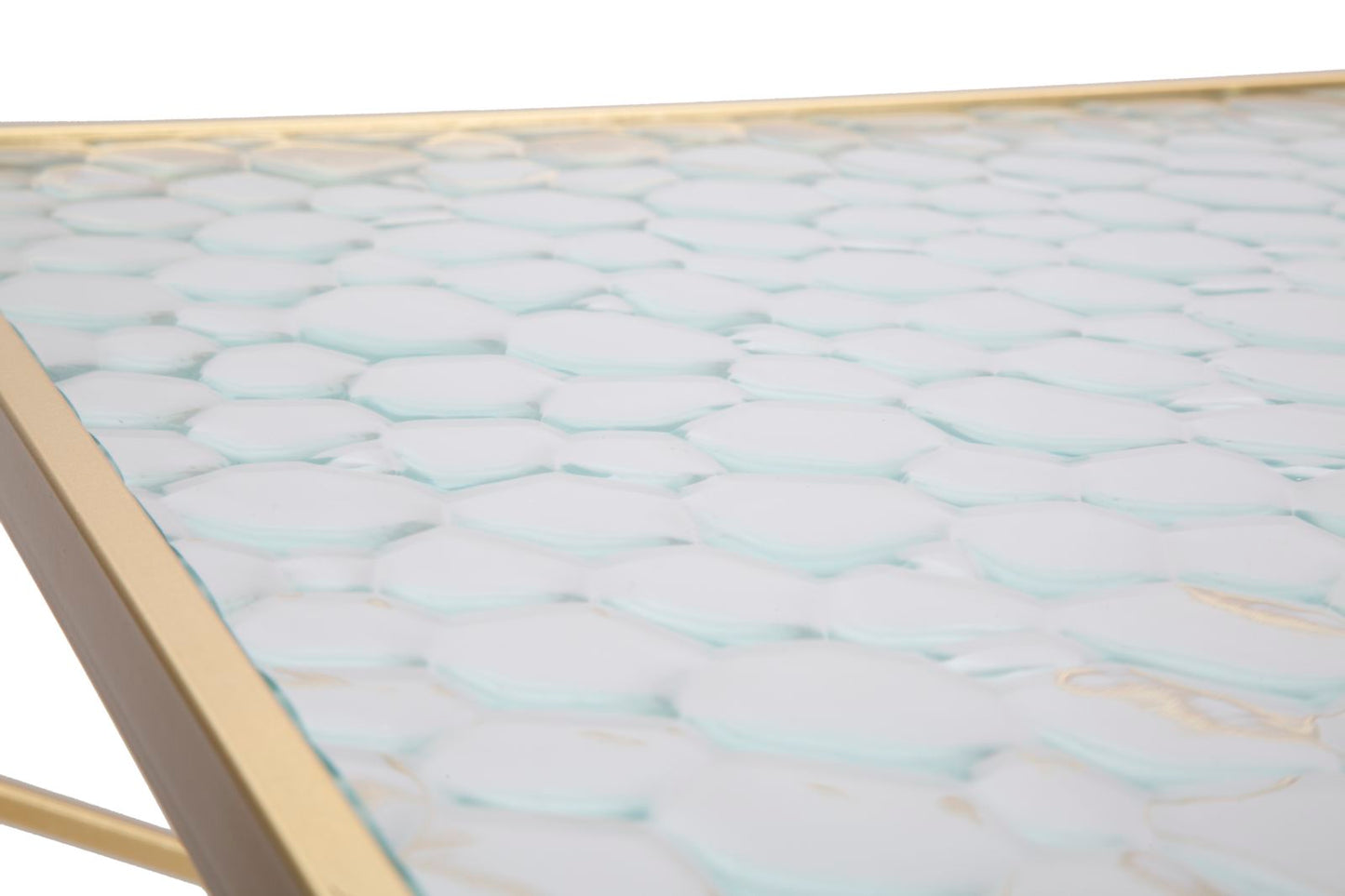 Paar Beistelltische aus Glas mit goldfarbenem Gestell - Abmessungen 50x50x100 cm und 40x40x80 cm