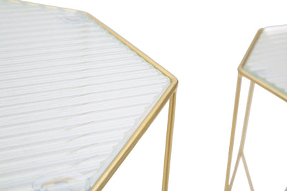 Coppia di Tavolini in Vetro Elegante ø 37x47-31x42 cm