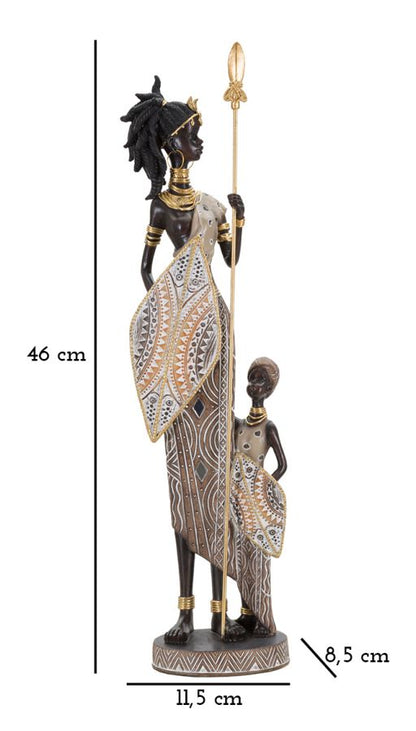 Masai-Stammesfigur mit Kind - 11,5x8,5x46 cm