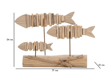 Skulptur Fische Natur 37x10x24 cm