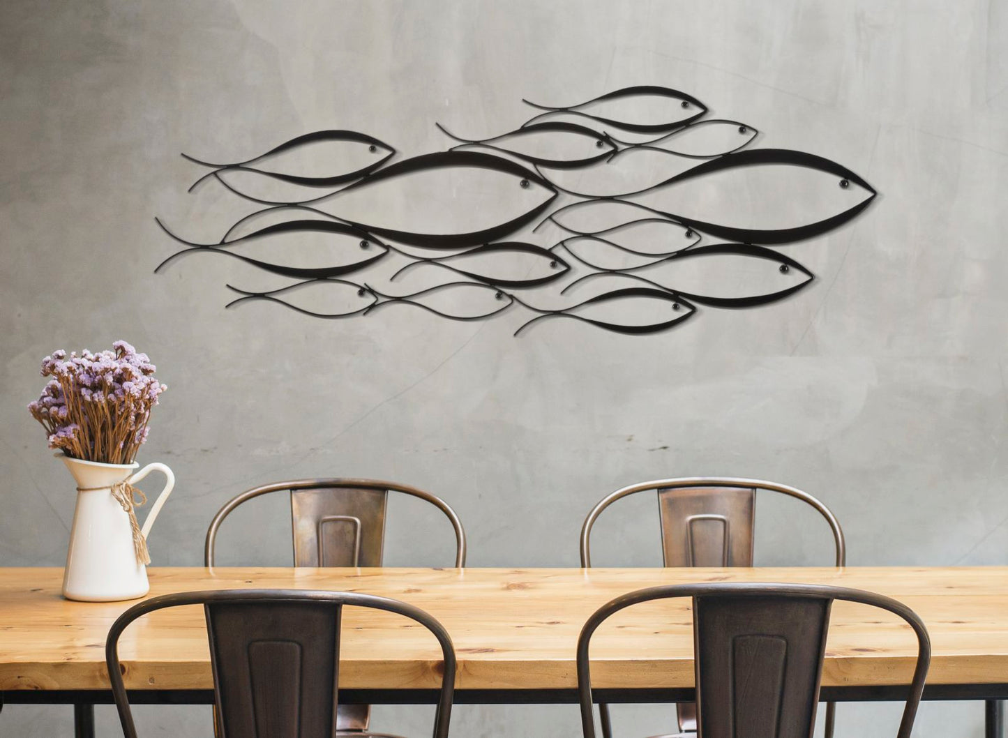 3D Wanddeko Fishy aus Metall, 100x1x35 cm