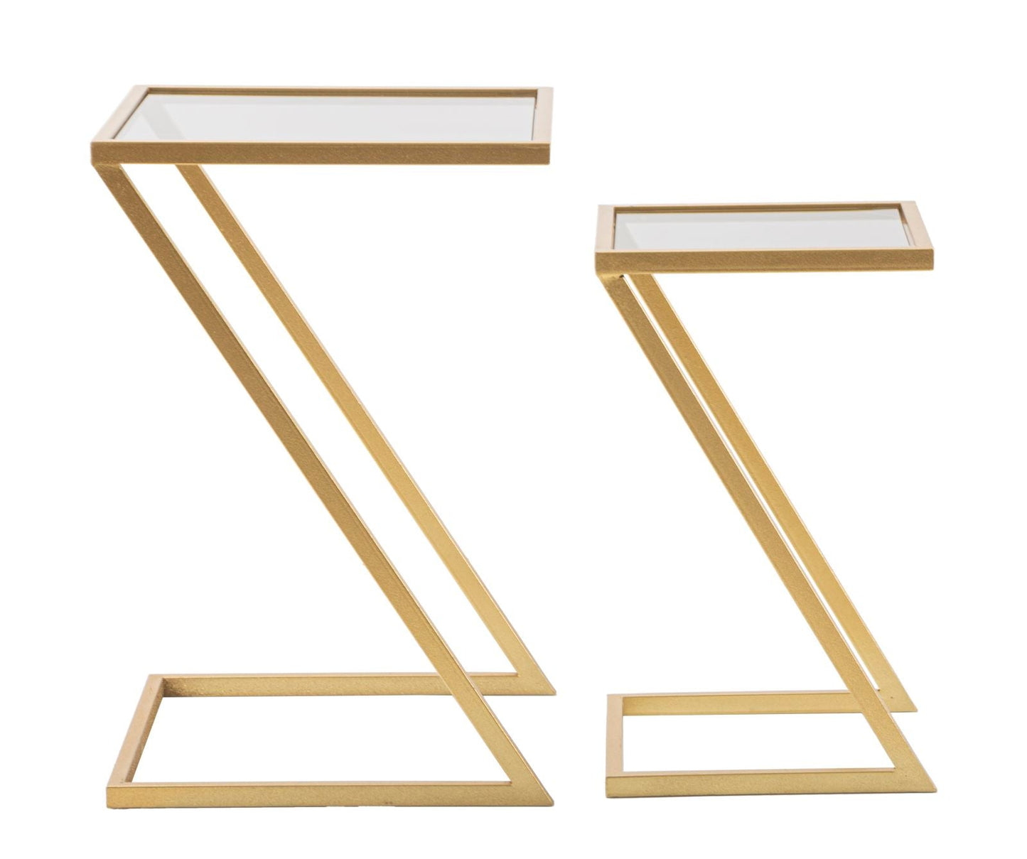 Couchtisch-Set Z aus Rauchglas und vergoldetem Metall 40x40x60-30x30x50