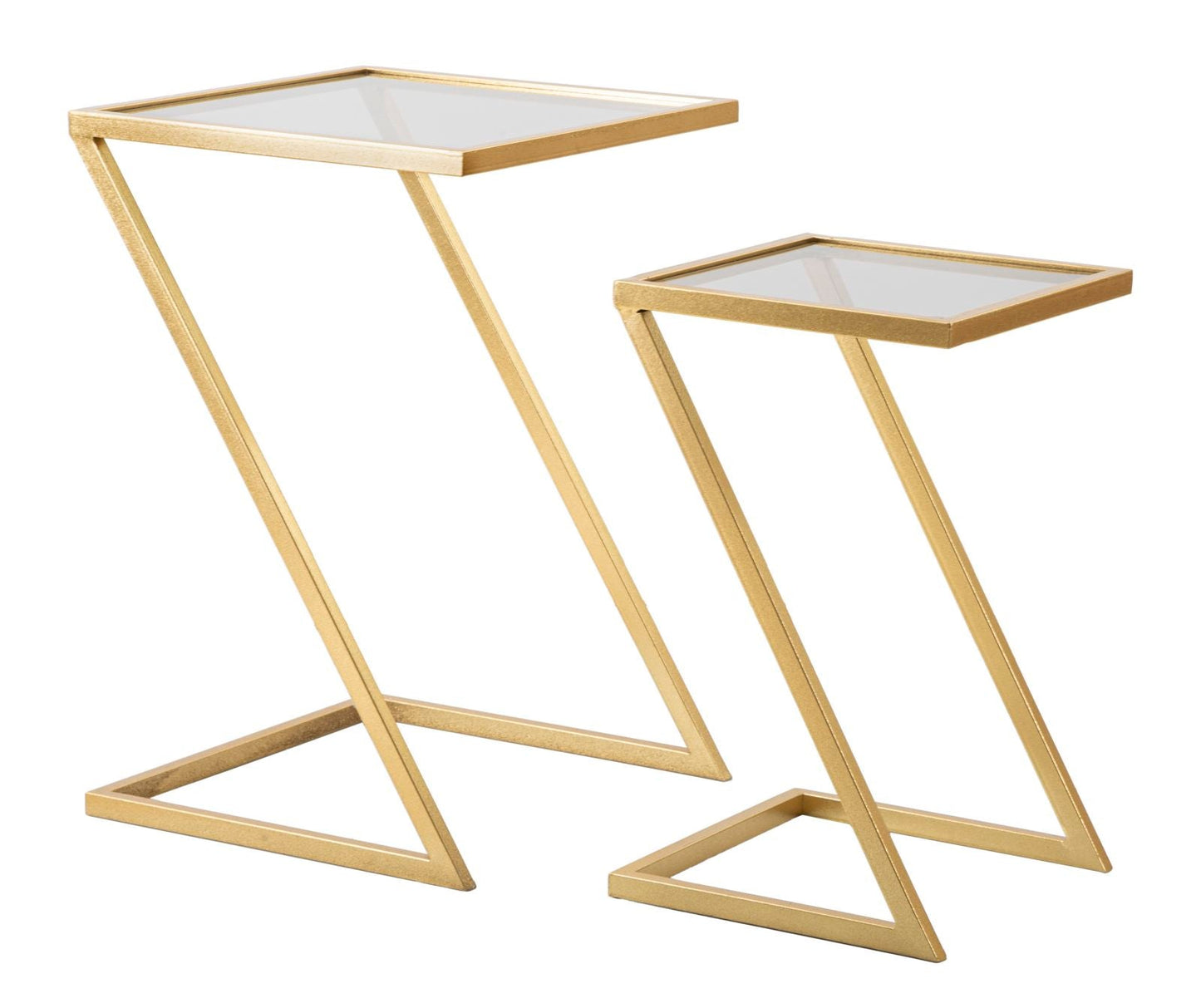 Couchtisch-Set Z aus Rauchglas und vergoldetem Metall 40x40x60-30x30x50