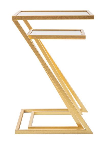 Couchtisch-Set Z aus Rauchglas und vergoldetem Metall 40x40x60-30x30x50