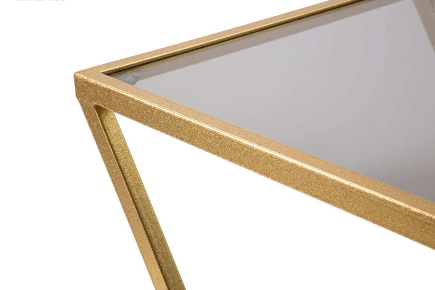 Couchtisch-Set Z aus Rauchglas und vergoldetem Metall 40x40x60-30x30x50