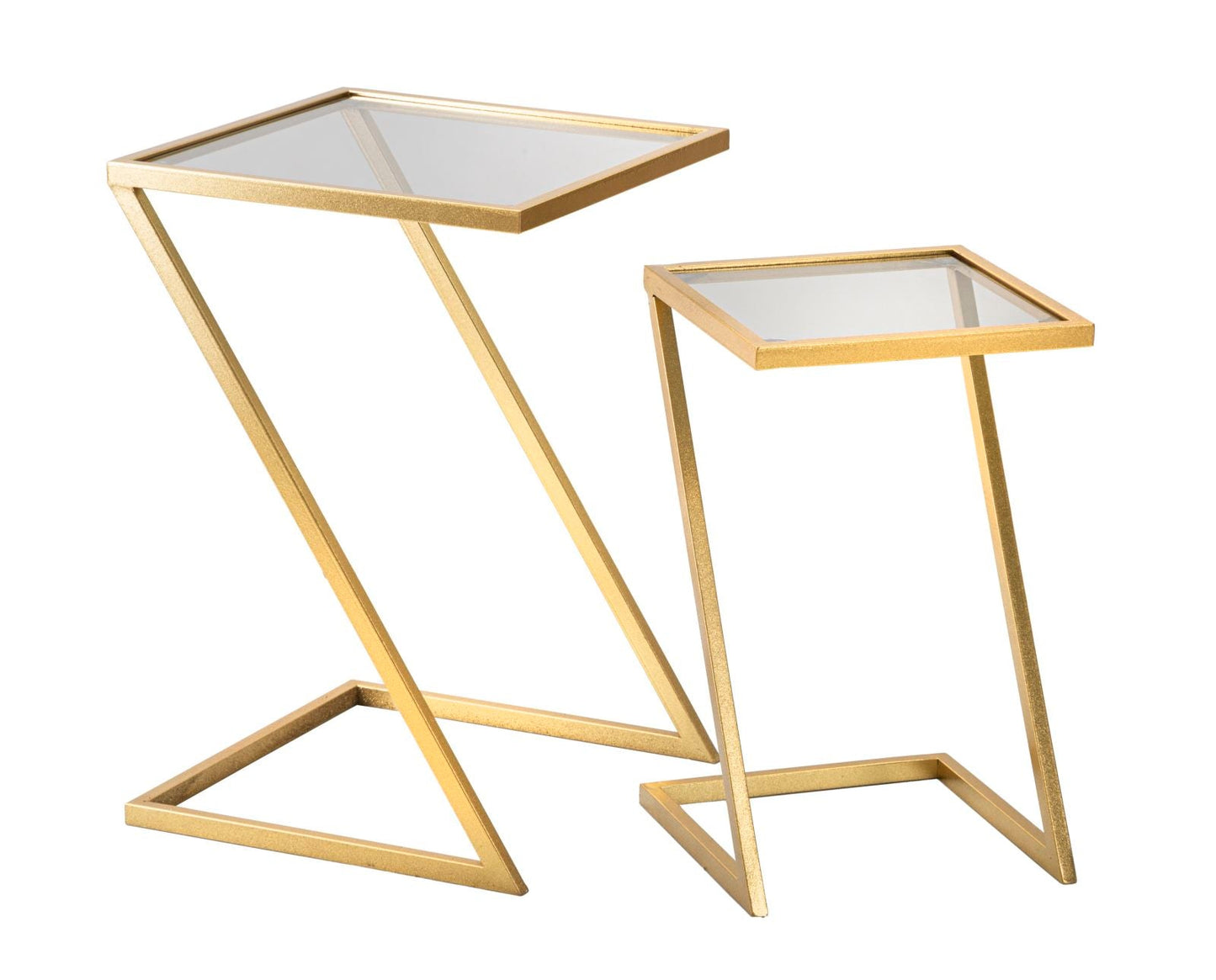 Couchtisch-Set Z aus Rauchglas und vergoldetem Metall 40x40x60-30x30x50
