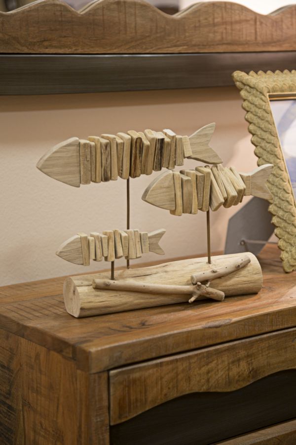 Skulptur Fische Natur 37x10x24 cm