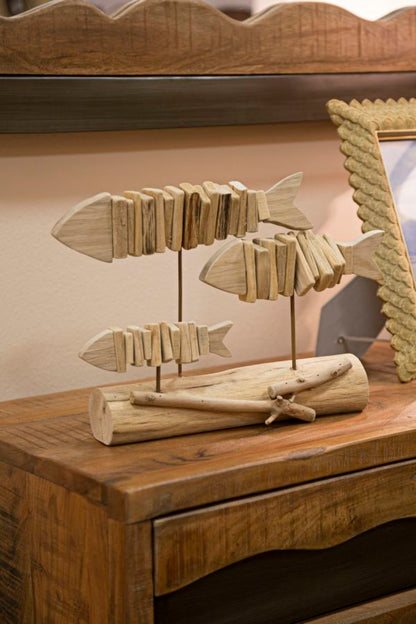 Skulptur Fische Natur 37x10x24 cm