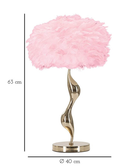 Elegante rosa Tischleuchte mit Federschirm, ø 40x63 cm