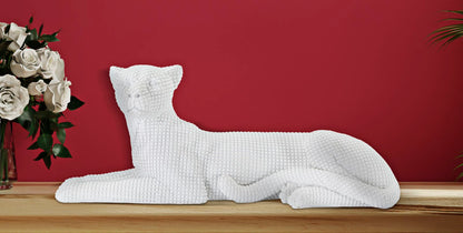 Elegant White Lying Leopard 38x12.5x15.3 cm
