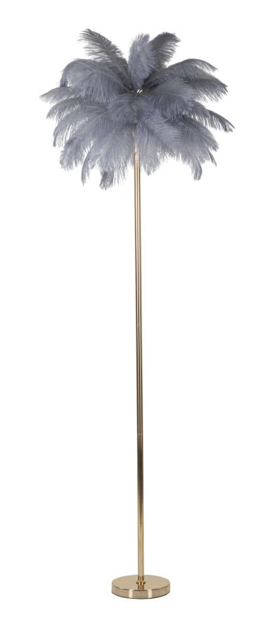 Elegante Stehleuchte in Grau mit Federlampenschirm 55x160 cm