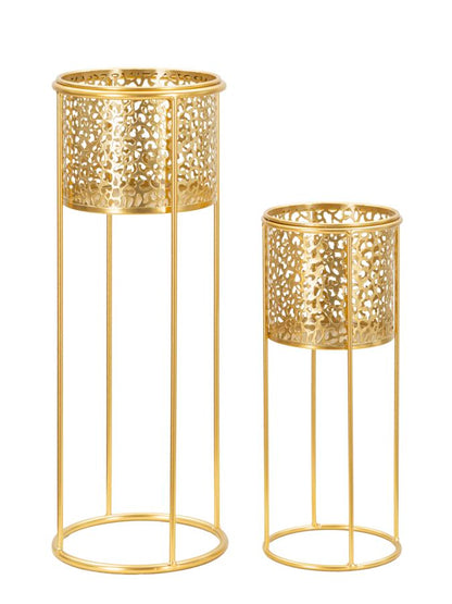 Elegantes Pflanzgefäß-Set aus Metall Ø 17x46 cm und 14x34 cm