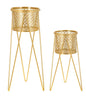 Pair of Elegant Metal Vases with Golden Stand 21x20x46 cm and 18x18x32 cm