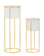 Pair of White Whity Metal Vases with Gold Stand cm ø 17x46-14x34