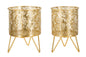 Pair of Elegant Naty Vases Ø 16x20-13x20 in Golden Metal