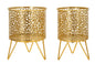 Pair of Elegant Piny Metal Vases Ø 16x20 and Ø 13x20 cm