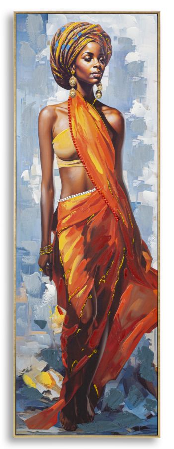 Dipinto su Tela Daphne con Cornice in Metallo Dorato - cm 52x4,5x152