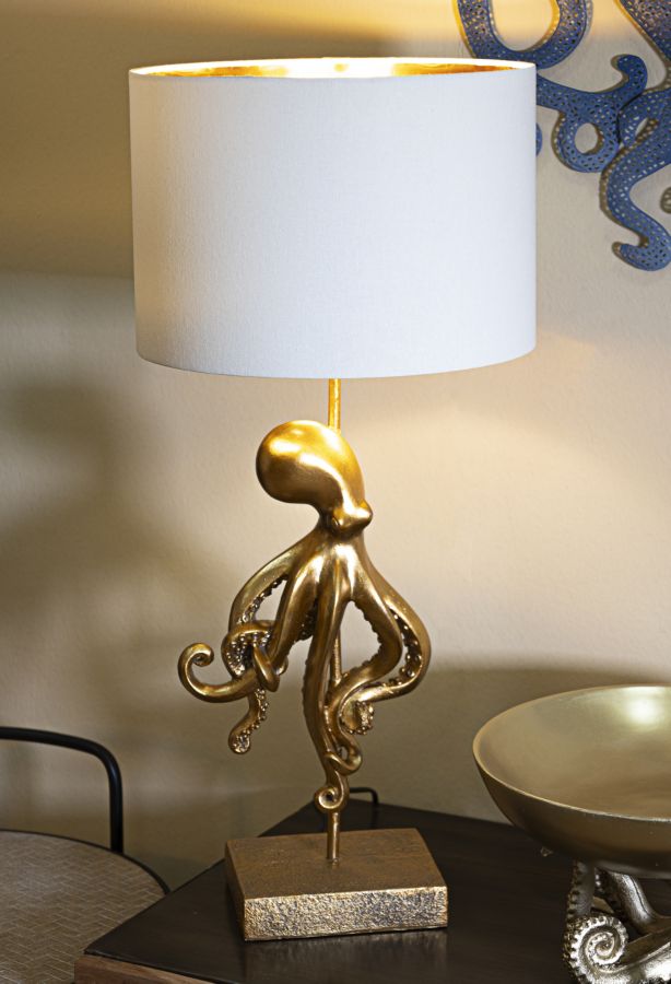 Tischleuchte Octopus, goldfarben, Ø 30,5x64,5 cm