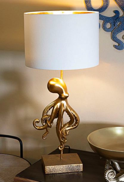 Tischleuchte Octopus, goldfarben, Ø 30,5x64,5 cm