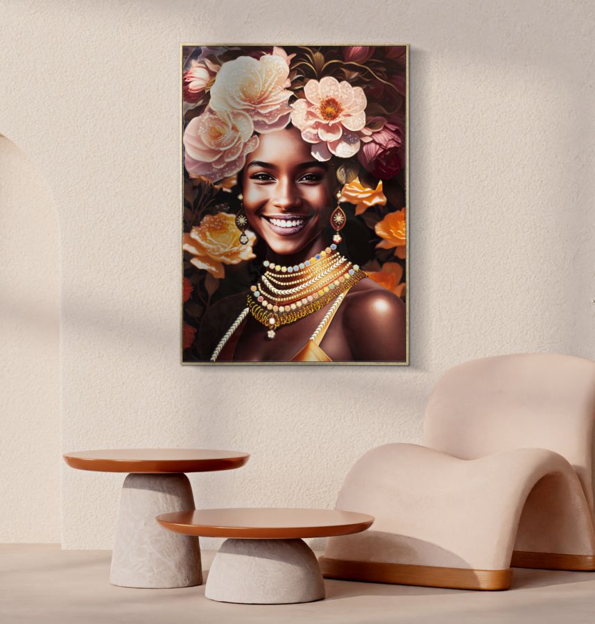 Elegantes Leinwandbild mit goldenem Rahmen – Maße 72x4,5x102 cm