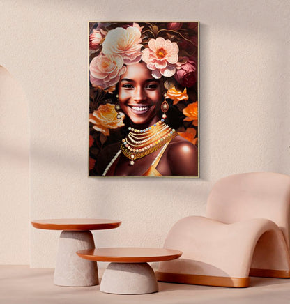 Elegantes Leinwandbild mit goldenem Rahmen – Maße 72x4,5x102 cm