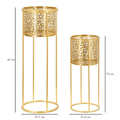 Elegantes Pflanzgefäß-Set aus Metall Ø 17x46 cm und 14x34 cm