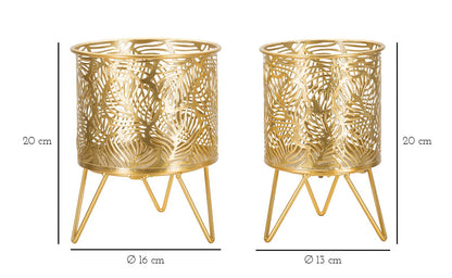 Elegante Vasen-Set Naty, Ø 16x20-13x20 cm, aus goldenem Metall