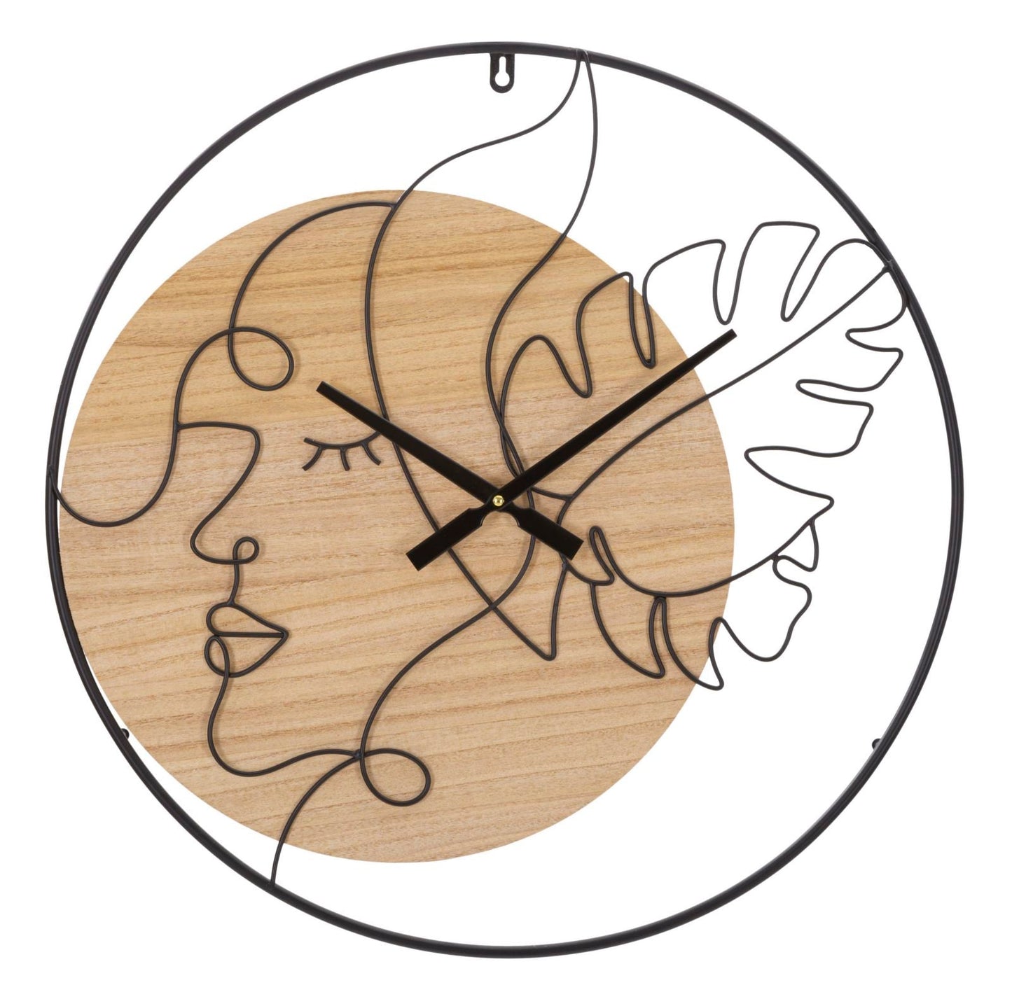 Elegante Wanduhr aus Metall und Holz – ø 60 cm