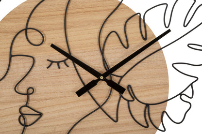 Elegante Wanduhr aus Metall und Holz – ø 60 cm