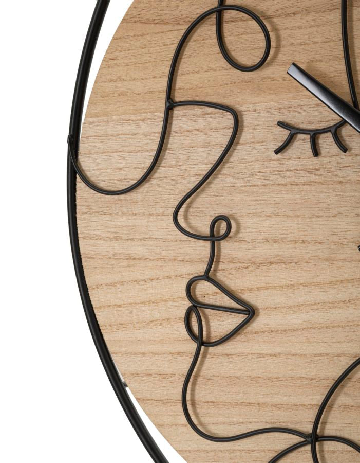 Elegante Wanduhr aus Metall und Holz – ø 60 cm
