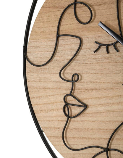 Elegante Wanduhr aus Metall und Holz – ø 60 cm