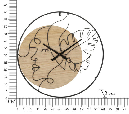 Elegante Wanduhr aus Metall und Holz – ø 60 cm